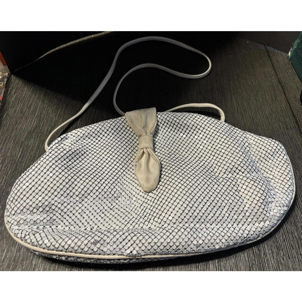Vintage White Metal Sequins Handbag Purse UK D973682 1960's Beautiful